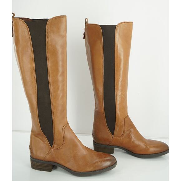 Sam Edelman Paradox whiskey brown Riding Boots stretch distressed - Picture 12 of 12